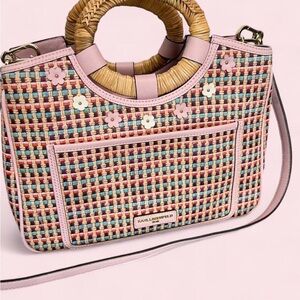 Karl Lagerfeld Pink Multicolor Woven Tote bag